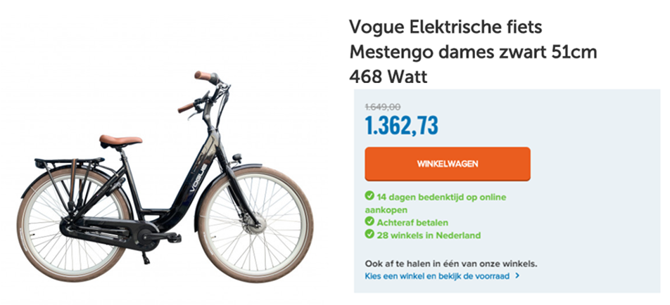 Vogue Elektrische fiets Mestengo dames zwart 51cm 468 Watt