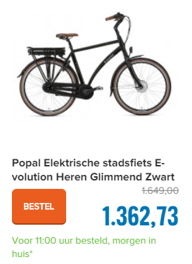 Popal Elektrische stadsfiets E-volution Heren Glimmend Zwart 50cm 470 Watt