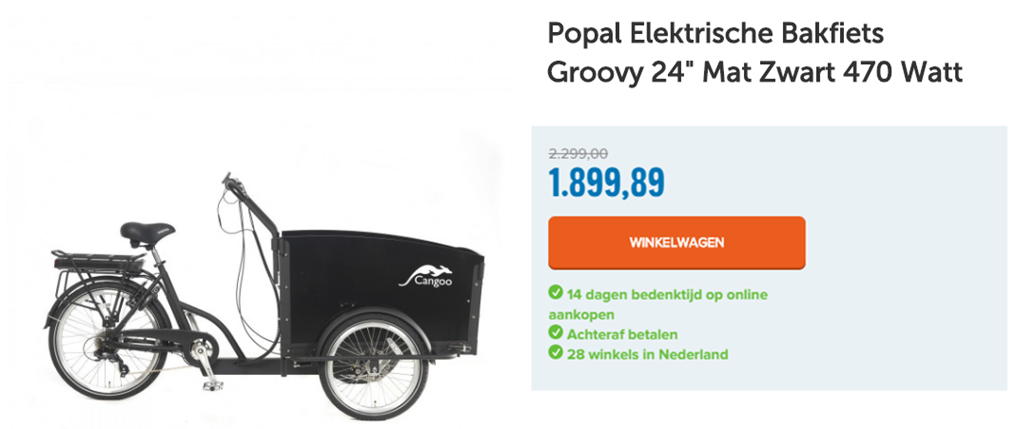 Popal Elektrische Bakfiets Groovy 24" Mat Zwart 470 Watt