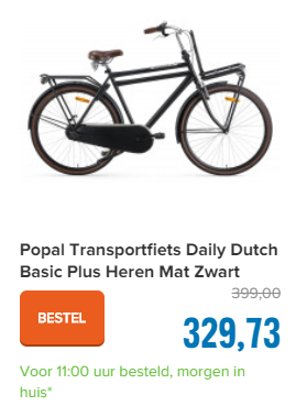 Popal Transportfiets Daily Dutch Basic Plus Heren Mat Zwart 50cm