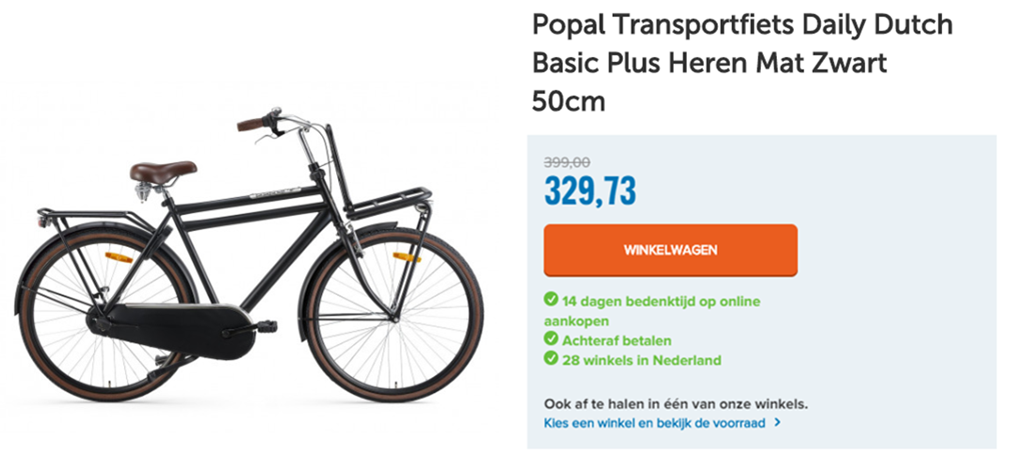 Popal Transportfiets Daily Dutch Basic Plus Heren Mat Zwart 50cm