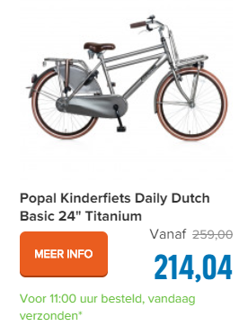 Popal Kinderfiets Daily Dutch Basic 24" Titanium