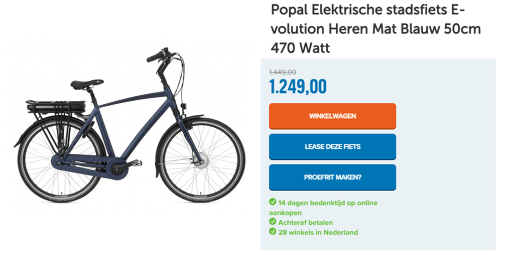 Popal Elektrische stadsfiets E-volution Heren Mat Blauw 50cm 470 Watt