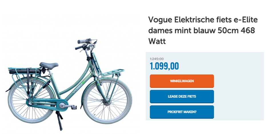 Vogue Elektrische fiets e-Elite dames mint blauw 50cm 468 Watt