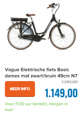 Vogue Elektrische fiets Basic dames mat zwart/bruin 49cm N7 468 Watt