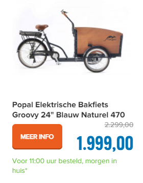 Popal Elektrische Bakfiets Groovy 24 Blauw Naturel 470 Watt