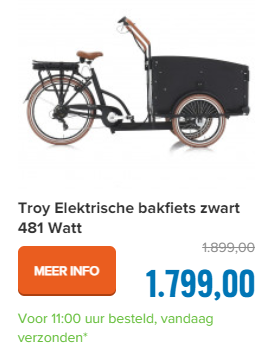 Troy Elektrische bakfiets zwart 481 Watt