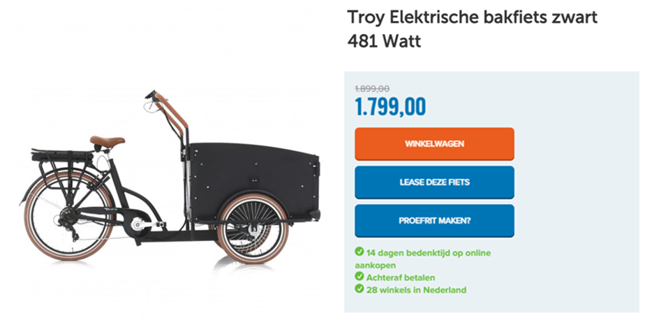 Troy Elektrische bakfiets zwart 481 Watt