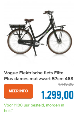 Vogue Elektrische fiets Elite Plus dames mat zwart 57cm 468 Watt