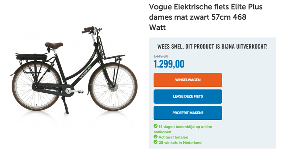 Vogue Elektrische fiets Elite Plus dames mat zwart 57cm 468 Watt