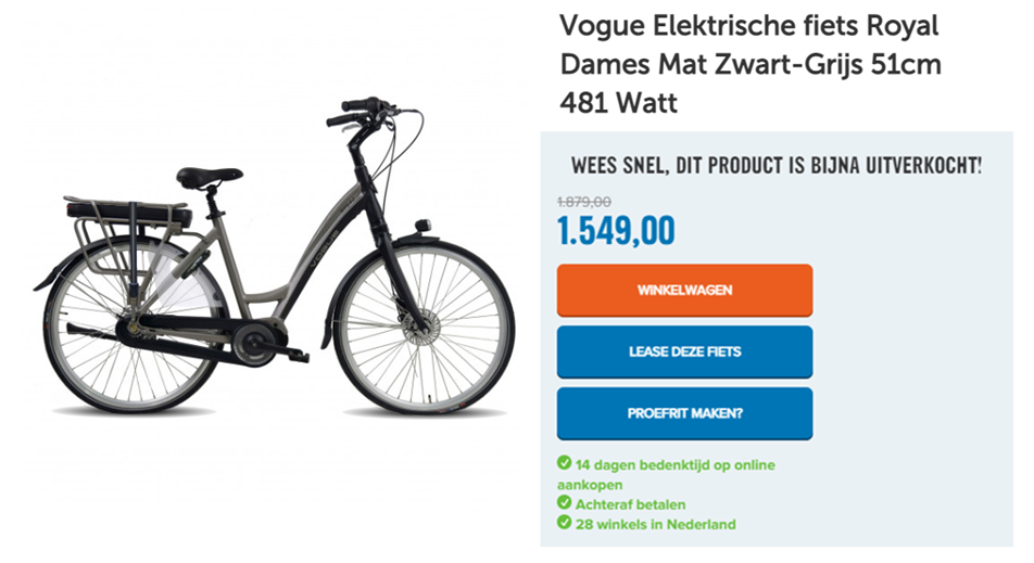 Vogue Elektrische fiets Royal Dames Mat Zwart-Grijs 51cm 481 Watt