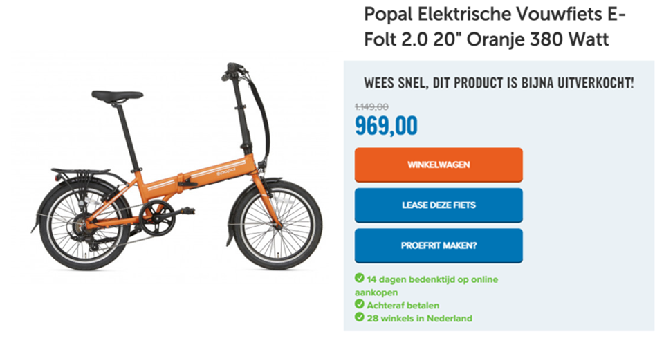 Popal Elektrische Vouwfiets E-Folt 2.0 20 Oranje 380 Watt