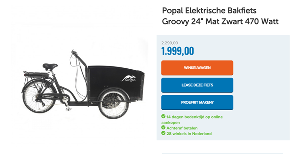 Popal Elektrische Bakfiets Groovy 24 inch Mat Zwart 470 Watt