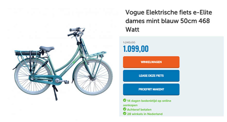 Vogue Elektrische fiets e-Elite dames mint blauw 50cm 468 Watt