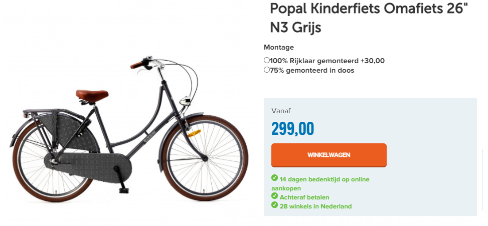 Popal Kinderfiets Omafiets 26" N3 Grijs