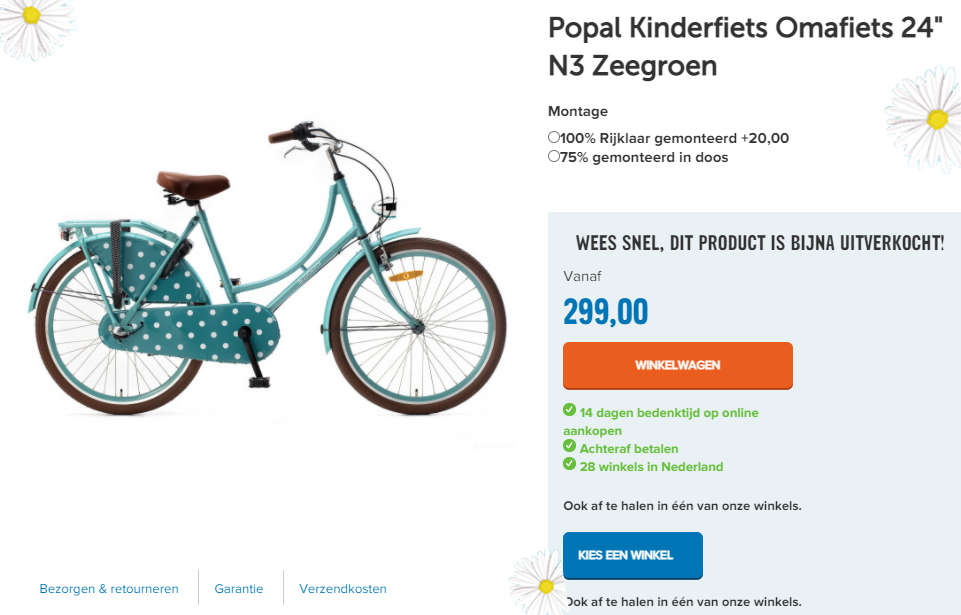 Popal Kinderfiets Omafiets 24" N3 Zeegroen