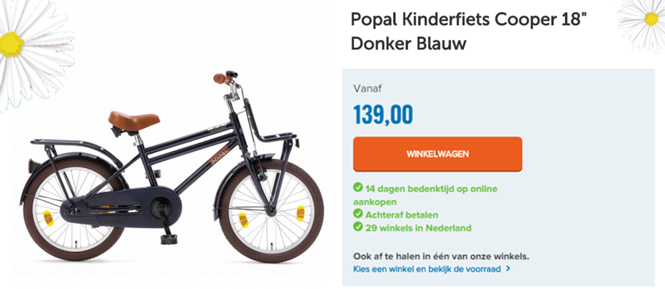 Popal Kinderfiets Cooper 18" Donker Blauw