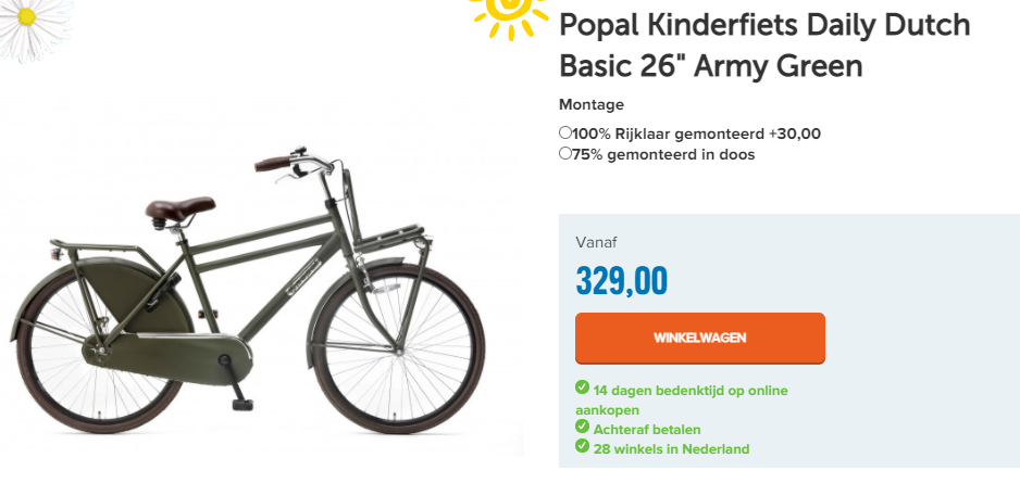 Popal Kinderfiets Daily Dutch Basic 26" Army Green