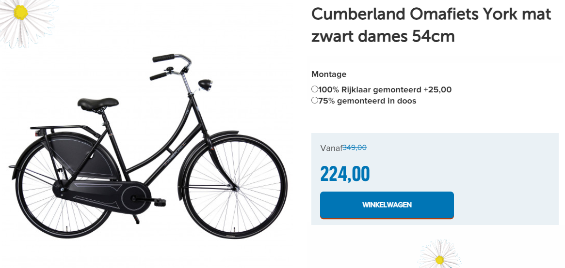 Cumberland Omafiets York mat zwart dames 54cm