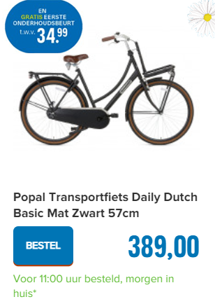 Popal Transportfiets Daily Dutch Basic Mat Zwart 57cm