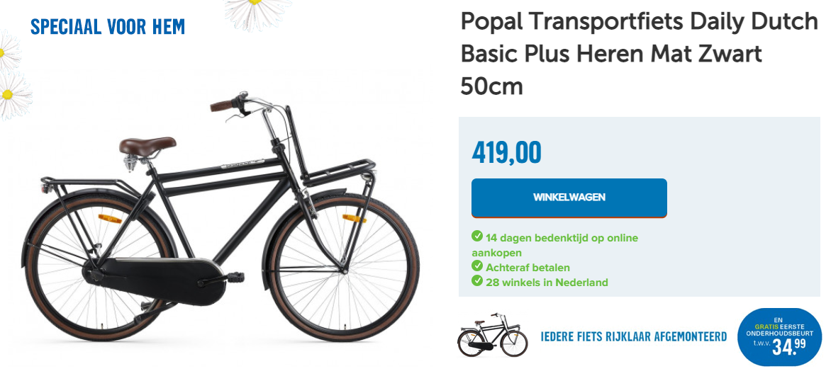 Popal Transportfiets Daily Dutch Basic Mat Zwart 57cm