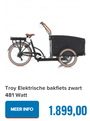 Troy Elektrische bakfiets zwart 481 Watt