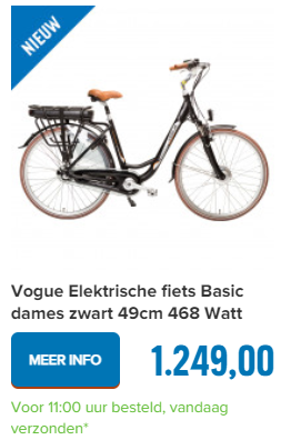 Vogue Elektrische fiets Basic dames zwart 49cm 468 Watt