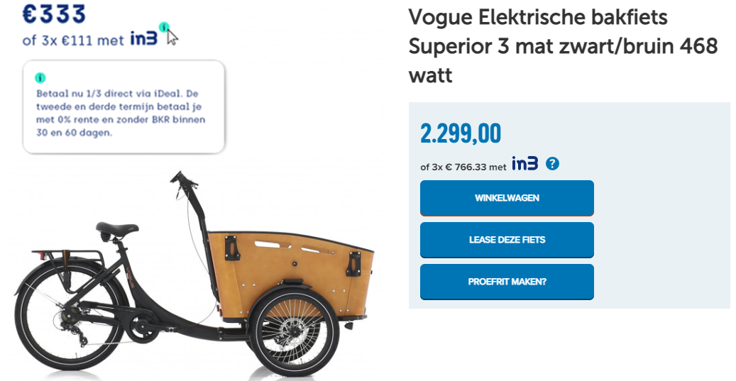 Vogue Elektrische bakfiets Carry zwart/bruin 468 Watt