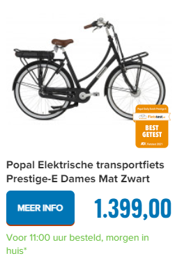 Popal Elektrische transportfiets Prestige-E Dames Mat Zwart 50cm 504 Watt