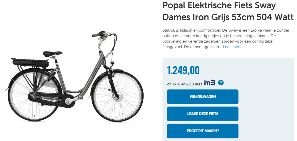 Popal Elektrische Fiets Sway Dames Iron Grijs 53cm 504 Watt