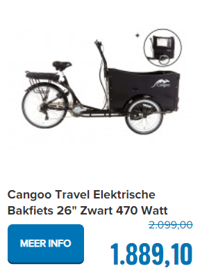 Cangoo Travel Elektrische Bakfiets Zwart 470 Watt