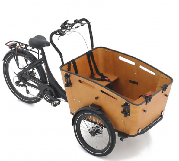 Vogue Elektrische bakfiets Superior 3 mat zwart/bruin 468 watt