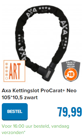 Axa Kettingslot ProCarat+ Neo 105*10,5 zwart