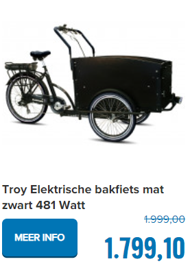 Troy Elektrische bakfiets mat zwart 481 Watt