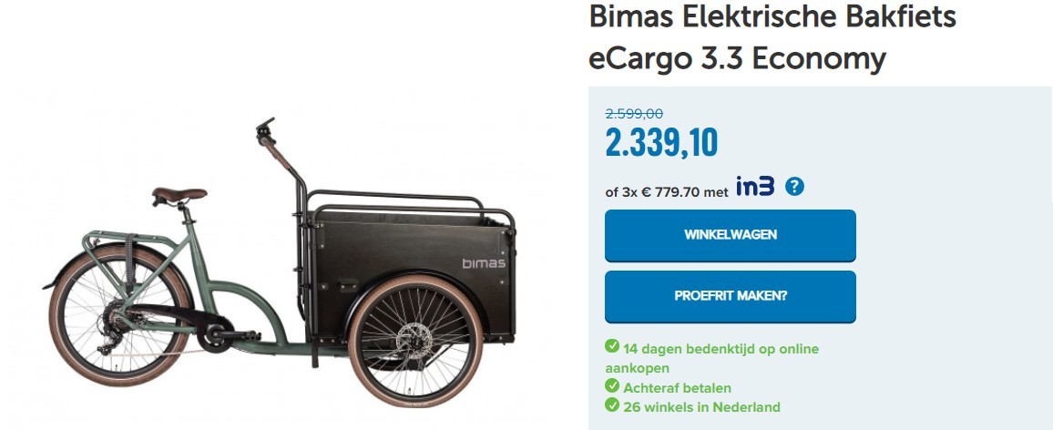 Bimas Elektrische Bakfiets eCargo 3.3 Economy